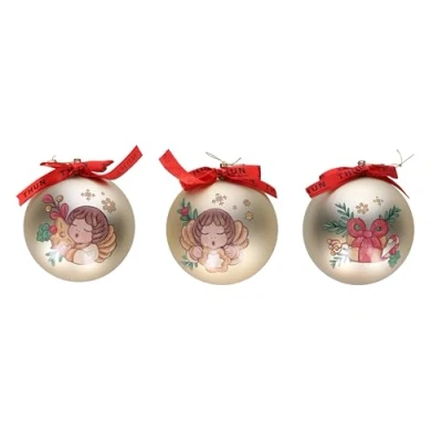 Abbildung von THUN 3er Set Weihnachtskugeln Gold aus Polyester, große Version, Christbaumschmuck, Geschenkidee Ø 10 cm
