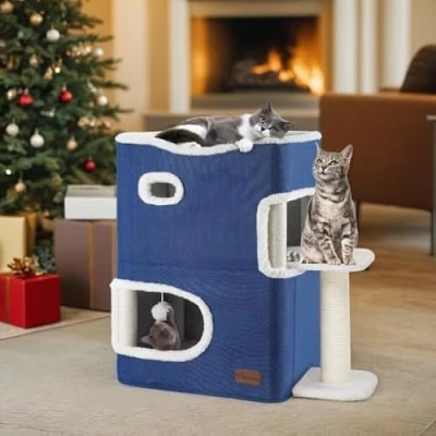 Abbildung von YITAHOME Katzenhaus Indoor, Katzenbett für Indoor Katzen, Katzentonne, Katzenhöhle, Kratzbaum Klein mit Plattform, Katzenmöbel, Höhle, katzenhöhlen, Katzenbetten (Grau)