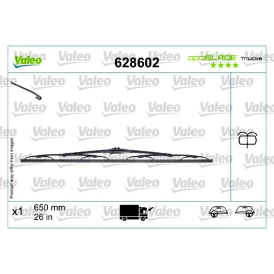Abbildung von Scheibenwischer Valeo 628602 600mm beidseitig Hakenbefestigung mit integrierter Waschwasserdüse RENAULT: MASTER 2 Kasten, Bus