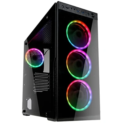 Abbildung von Kolink Horizon RGB Midi Tower ATX, Tempered Glass Computergehäuse, PC Hülle, Case, Gehäuse Glas, Dezentes Design Computer Gehäuse, Schwarz