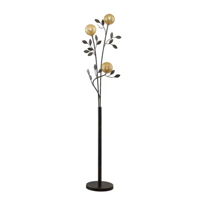 Abbildung von Lucande Stehlampe Evory, Leuchtmittel nicht inklusive, Marokkanisch / Orientalisch, Eisen, Schwarz, gold, 3 flammig, G9