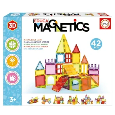 Abbildung von Educa Magnetic Magnetische Bausteine Kinder 42 teiliges 3D Baukasten Set STEM Spielzeug Einfach zu Verwenden &amp; Sicher ab 3 Jahren (20023)
