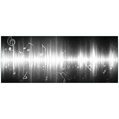 Abbildung von Wallario Poster Noten der Musik in schwarz und weiß Premiumqualität, Größe: 80 x 200 cm XXL