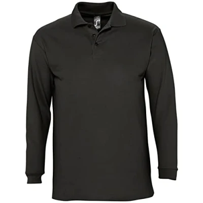 Abbildung von Sols Herren Winter II Pique Langarm Shirt/Polo Shirt, (2XL) (Schwarz)