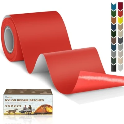 Abbildung von Nylon Reparatur Patches, Cahomo 7.6 X 200 cm Selbstklebender Wasserdichte Patch, Flicken Selbstklebend, für Jacken, Zelte, Oberbekleidung Orange