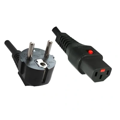 Abbildung von DINIC: IEC Lock Stromkabel, Netzkabel CEE 7/7 auf C13 mit Verriegelung, 1mm², VDE, 2m