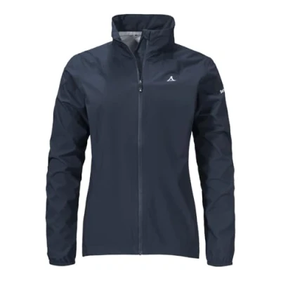 Abbildung von Schöffel Damen Jacket Style Lurbek WMS, wasserdichte Fahrradjacke mit radspezifischer Passform, ultraleichte Regenjacke Rückentasche, atmungsaktiv, navy blazer, 36