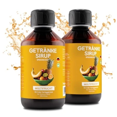 Abbildung von hCGC® Immunsystem Sirup SpeedBoost 2x 250ml, Vegan Zuckerfreies Getränkekonzentrat für 12,5L Fertiggetränk Fruchtsirup Booster mit Vitaminen, Magnesium &amp; L Carnitin Multifrucht