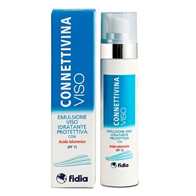Abbildung von CONNETTIVINA VISO Fidia Pharmazeutika Flüssige Emulsion zur Befeuchtung der Haut mit Hyaluronsäure SPF15 Airless Flasche 50 ml