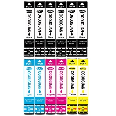 Abbildung von OGOUGUAN 604XL Patronen für Epson Druckerpatronen 604 XL Multipack Druckerpatrone Expression Home XP 2200 2205 3200 3205 4200 Workforce WF 2910 2930 2935, 12er Packs