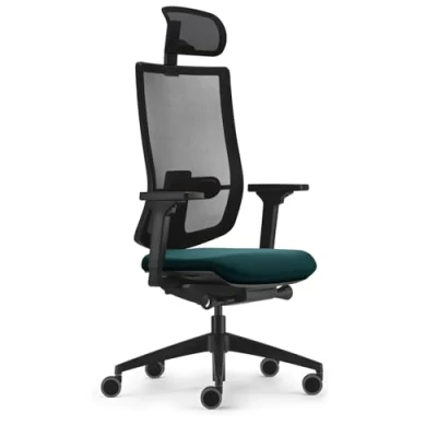 Abbildung von Sedus, se:do PRO Light 2, ergonomischer Bürostuhl, Netzmembran, Petrol, Lordosenstütze, Nackenstütze, höhenverstellbar