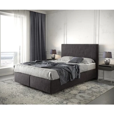Abbildung von DELIFE Boxspringbett Dream Well, Mikrofaser Schwarz 140x200 cm mit Matratze und Topper