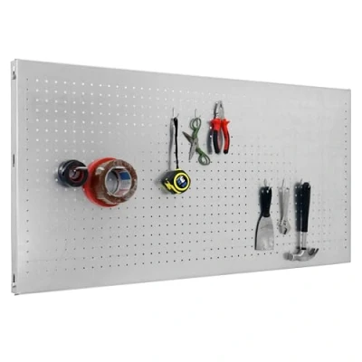 Abbildung von SimonRack Werkzeugwand, 8 teiliges Hakenset, 90x40x3,5 cm, Metall Lochwand, Halterungen, Montagematerial, Galvanisiert Simonwork