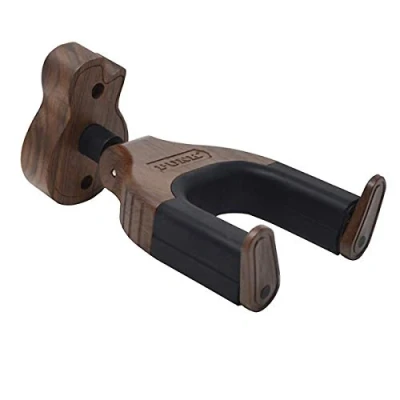 Abbildung von Gitarren Wandhalterung,Auto Lock Gitarrenhalterhaken,Gitarren Wandständer,Gitarrenform Design aus schwarzem Walnussholz für aller Größe und E Gitarrenständer.