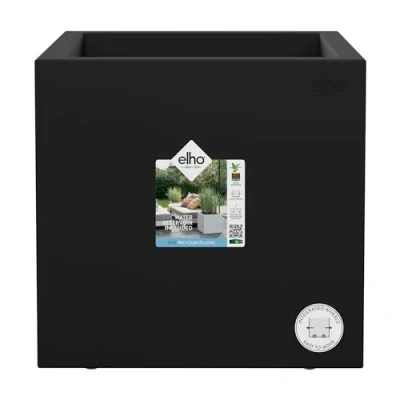 Abbildung von elho Vivo Next Quadrat 30 Blumenkasten für Innen &amp; Außen 100% Recyceltem Plastik L 29.5 x H cm Schwarz/Living Schwarz