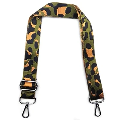 Abbildung von Taschengurte zum Wechseln Grün Leopard, Verstellbarer Schultergurt für Taschen, Taschengurt Breit Karabiner Silber 3.8cm, Stoff Umhängegurt Schulterriemen Damen Taschen DIY, #11