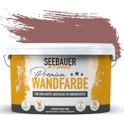 Abbildung von SEEBAUER diy Wandfarbe lila 5L für Innen (No. 960 Asian Dawn) Edelmatte Innenfarbe Violetttöne sehr hohe Deckkraft Matt, Abwaschbar und Tropffrei