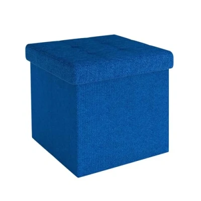Abbildung von INTIRILIFE Faltbare Sitzhocker 30x30x30 cm in Ozean BLAU Sitzwürfel mit Deckel und Stauraum aus Stoff Mulden Sitzcube Fußablage klappbare Aufbewahrungsbox Truhe