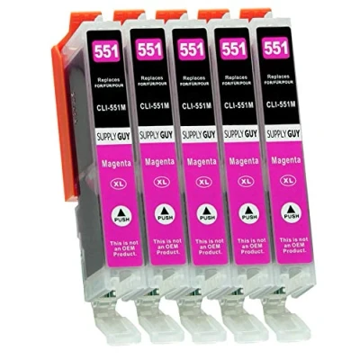 Abbildung von Supply Guy 5 Druckerpatronen mit Chip kompatibel Canon CLI 551 Magenta für IP7250 IP8750 IX6850 MG5450 MG5550 MG5650 MG5655 MG6350 MG6450 MG6650 MG7150 MG7550 MX725 MX925