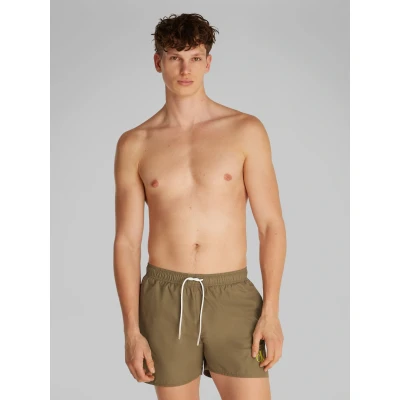 Abbildung von Calvin Klein Swimwear Medium Drawstring Badeshorts, Herren, Größe: Large, Dusky green