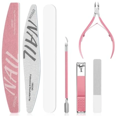 Abbildung von Maniküre Set Frauen Nagel Kit für Nagelfeile Werkzeuge Nagelpflege mit Nagelknippern Nagelhaut Trimmer Schieber Glas und Puffer Nägel Fall