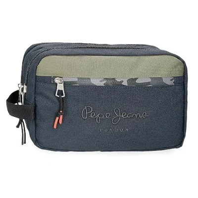 Abbildung von Pepe Jeans Cromwell Kulturbeutel mit zwei Fächern, anpassbar, Schwarz, 26 x 16 12 cm, Polyester, Talla única, Fächern anpassbar