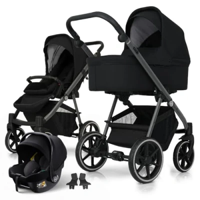 Abbildung von my junior® NOAX² 3 in 1 Kinderwagen inkl. Babyschale, Liegewanne, Sportsitz, Adapter, geräumiger Einkaufskorb City Noir