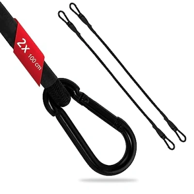 Abbildung von ECENCE Spanngurt 2x Spanngummi mit Karabiner 100cm in Schwarz Latex (2 St)