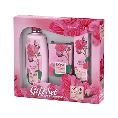 Abbildung von BioFresh Geschenk Pakete Rose of Bulgaria: Duschgel 330 ml, Handcreme 75ml und rosa Seife 100gr.