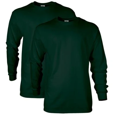 Abbildung von Gildan Unisex Erwachsene Ultra Cotton Long Sleeve, Style G2400, Multipack T Shirt, Waldgrün, L (2er Pack)