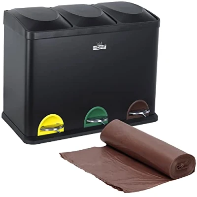 Abbildung von Ökologisches Recycling Würfelpaket 45 Liter 3 Fächer mit 20 Müllsäcken, Müllrecycling / Recyclingwürfel