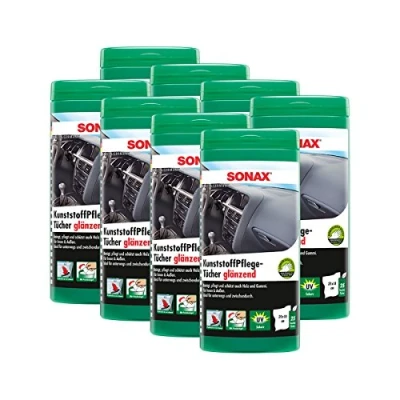 Abbildung von SONAX 8X 04121000 KunststoffPflegeTücher glänzend Box 25 Stück