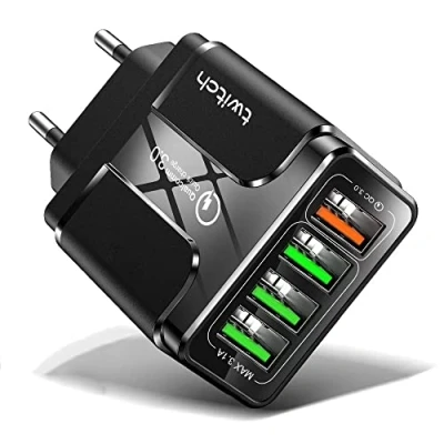 Abbildung von QC 3.0 Mehrfach USB Ladegerät mit 4 Ports, Quick Charger 3.0, kompatibel Allen Handys (Black)