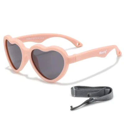 Abbildung von Maesy Baby Sonnenbrille für 0 2 Jahre UV400 Polarisierter Schutz Flexibler und Biegsamer Rahmen Verstellbares Gummiband Sichere Bequeme Babysonnenbrillen Herz Maes