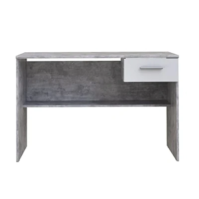 Abbildung von FORTE Lupo Schreibtisch mit 1 Schublade, Holzwerkstoff, Betonoptik Grau Weiß, B x H T: 110 72,3 21 cm