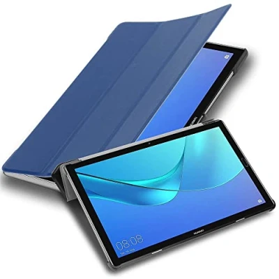 Abbildung von Cadorabo Hülle kompatibel mit Huawei MediaPad M5 LITE 10 (10.1 Zoll) Tablethülle Auto Wake Up aus Kunst Leder Klappbare Cover für Tasche in Blau