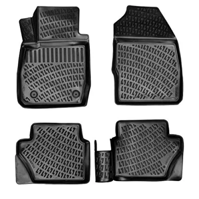 Abbildung von Rizline Passgenau 3D Fussmatten Auto Kompatibel mit Ford Fiesta 2009 2017 Zubehör 1. und 2. Reihe Gummimatten Autos TPE Allwetter Geruchlos rutschfest Vorne Hinten Schwarz