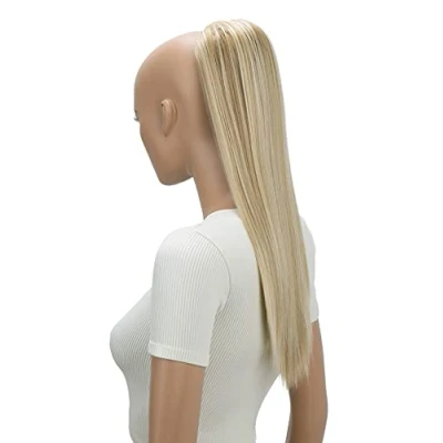 Abbildung von CAISHA 55cm Haarteil Nina Mit Kordelverschluss Zopf Haarverlängerung Glatt Blond Strähnen PH529
