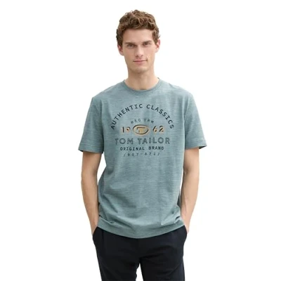 Abbildung von TOM Tailor Printed Tshirt print, Herren, Größe: 3XL, Grey mint/navy