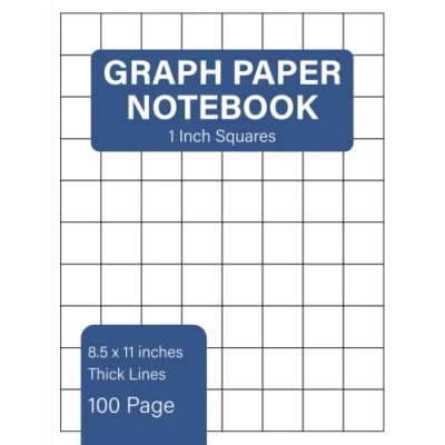 Abbildung von Graph Paper Notebook 1 Inch Squares: (100 Pages, Thick Solid Grid, Large, 8.5 x 11) Squared Graphing Paper, Square Grid