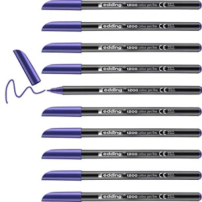 Abbildung von edding 1200 Fasermaler fein violett (lila) 10 Stifte Rundspitze 1 mm Filzstift zum Zeichnen und Schreiben für Schule, Mandala