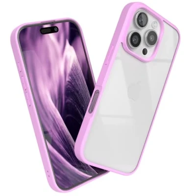 Abbildung von EAZY Case Hülle für iPhone 16 Pro, Handyhülle mit Ultra Aufprallschutz, Stoßfest und Kratzfest, dünne Schutzhülle Kameraschutz, Silikon Cover Clear Hybrid Handy Pink Bumper