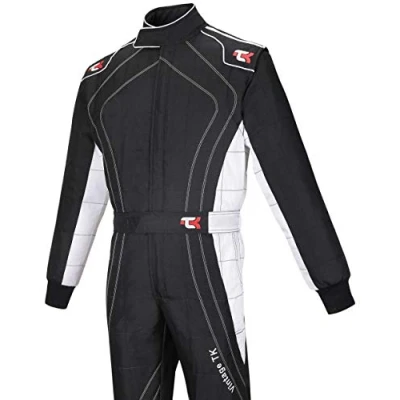 Abbildung von Kart Anzug für Erwachsene, einteilig, Cordura, Schwarz und Weiß, Größe L