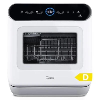 Abbildung von Midea Tischgeschirrspüler für 3 Gedecke, mit und ohne Wasseranschluss Verwendbar, IOT Steuerung, 6+1 Programme, Touch Control, Mini Geschirrspüler Wohnungen, Schlafsäle Wohnmobile