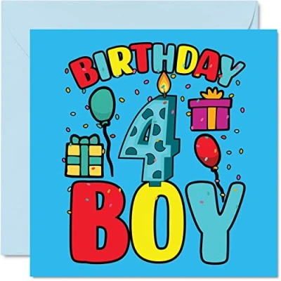 Abbildung von Stuff4 4. Geburtstagskarte Jungen 4 Jahre alter Geburtstagskarten Ihn 145 mm Grußkarte Sohn Bruder Enkel Neffe vierter Geburtstag