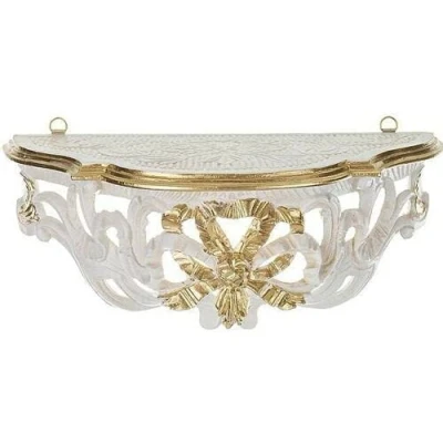 Abbildung von artissimo Barock, Konsole, Wandkonsole Weiß (Beige) Gold, Wandregal Spiegelkonsole Antik Ablage, 30x15 Cp73 Elfenbeingold