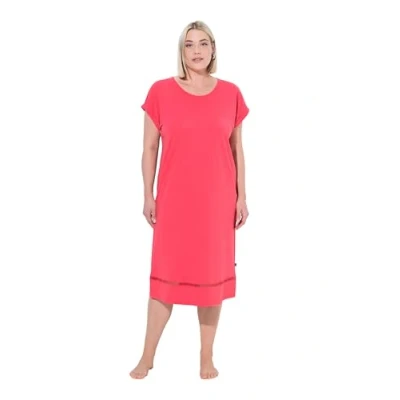 Abbildung von Ulla Popken Openwork Detail CAP Sleeve Nachthemd, Damen, Größe: 46/48, Pink
