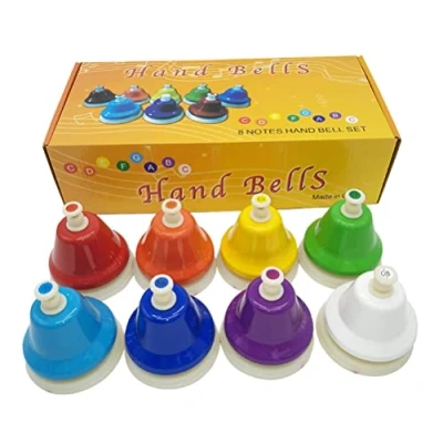 Abbildung von BSTCAR Musik Regenbogen Glocken, 8 Hinweis Bunte Metall Handglocken Set Musical Percussion Instrumente Spielzeug Lernspiel Geschenke Kinder