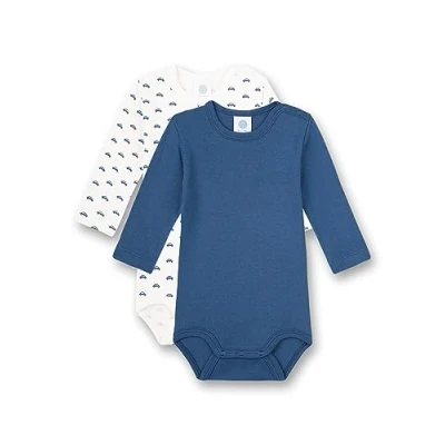 Abbildung von Sanetta Body Langarm (Doppelpack) Weiß und Blau Hochwertiger nachhaltiger für Jungen aus Bio Baumwolle. Inhalt: 2er Set Baby 080