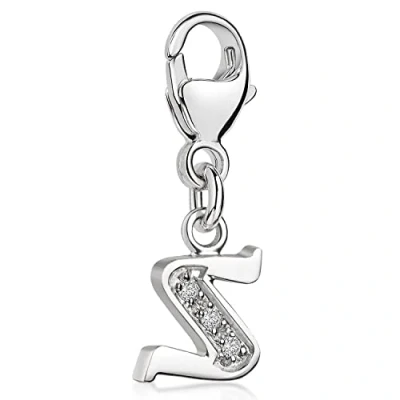 Abbildung von Materia Charm Buchstabe Silber Anhänger &quot; S Alphabet Zirkonia C69, 925 Sterling Silber, rhodiniert